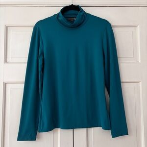 JudyP Jackie Turtleneck Teal Blue‎ Emerald Long Sleeve Top Blouse Size Medium
